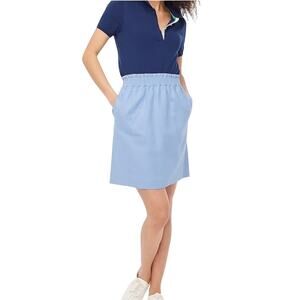J.Crew Linen Cotton City Skirt Blue Elastic Waist Chambray Look NWT Size 0